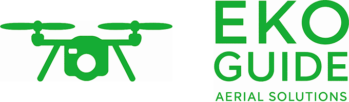 Green drone and EKO Guide Aerial Solutions logo.